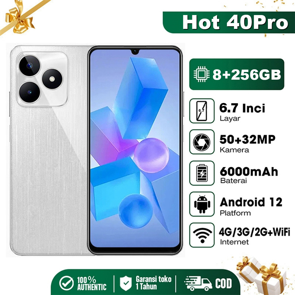 hp murah Hot 40Pro Terbaru Ram 8/256GB 6/128GB layar 6.7inci Handphone android mruah promo 50+32MP F