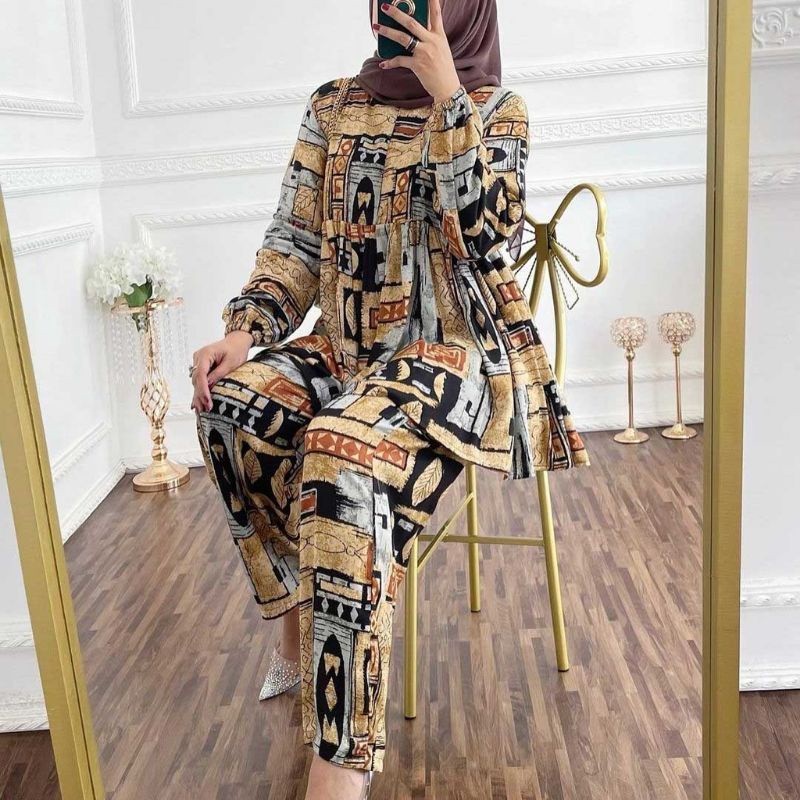 ETNIKA SET RAYON JUMBO BUSUI BUMIL OOTD HIJAB ETNIK ONESET KLASIK