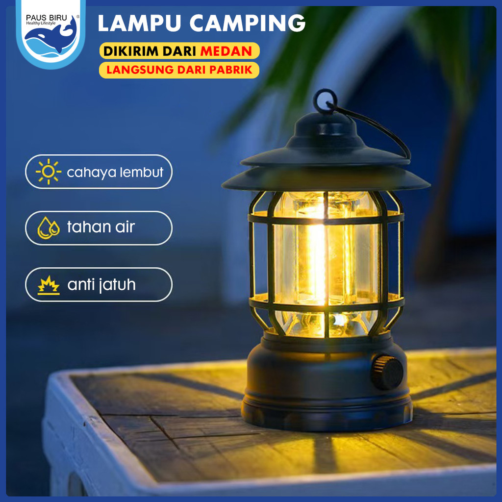 Paus Biru - Lampu Camping Lentera LED Baterai Light Tenda Camping LED Emergency