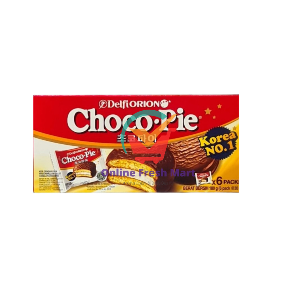 

Delfi Orion Choco Pie 180g isi 6 x 30g - Online Fresh Mart Denpasar