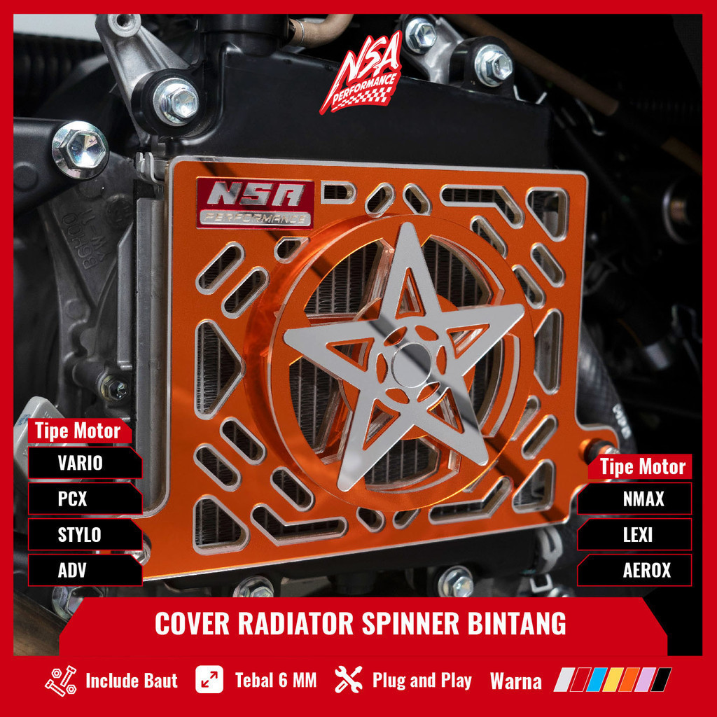 NSA COVER RADIATOR SPINER BINTANG MIRROR VARIO PCX NMAX AEROX ADV LEXI STYLO NSA PERFORMANCE
