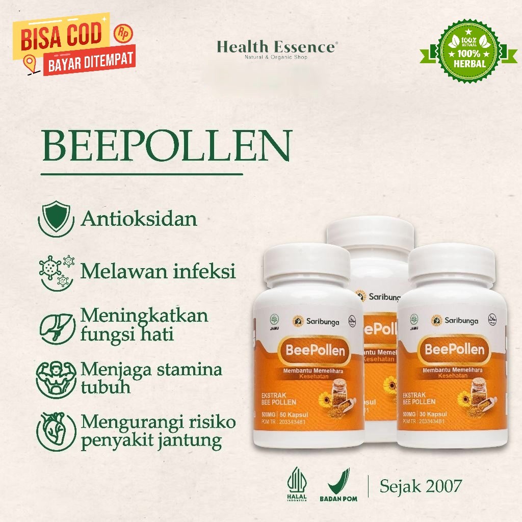 BEE POLLEN Grade A+ - Nutrisi alami Antioksidan - Bee Pollen Kapsul - Bee Pollen Premium