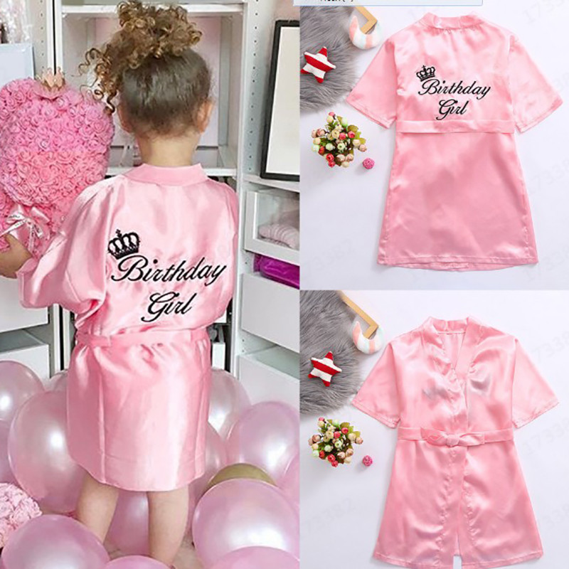 1-5Y Summer Girls Pink Robes Baby Girl Cute Letters Pattern Children Soft Pajamas Kids Girl Breathab