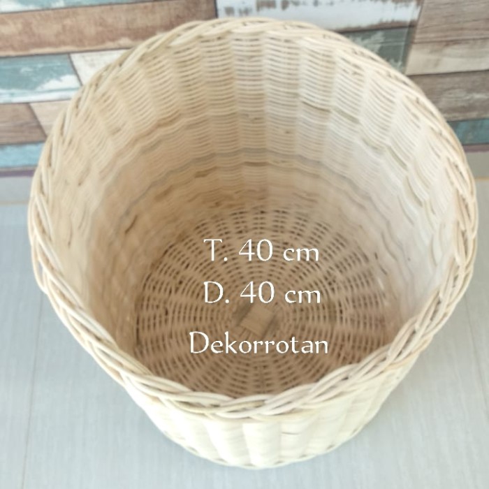 keranjang rotan bulat besar jumbo laundry tempat cucian kotor wadah mainan anak penyimpanan barang m