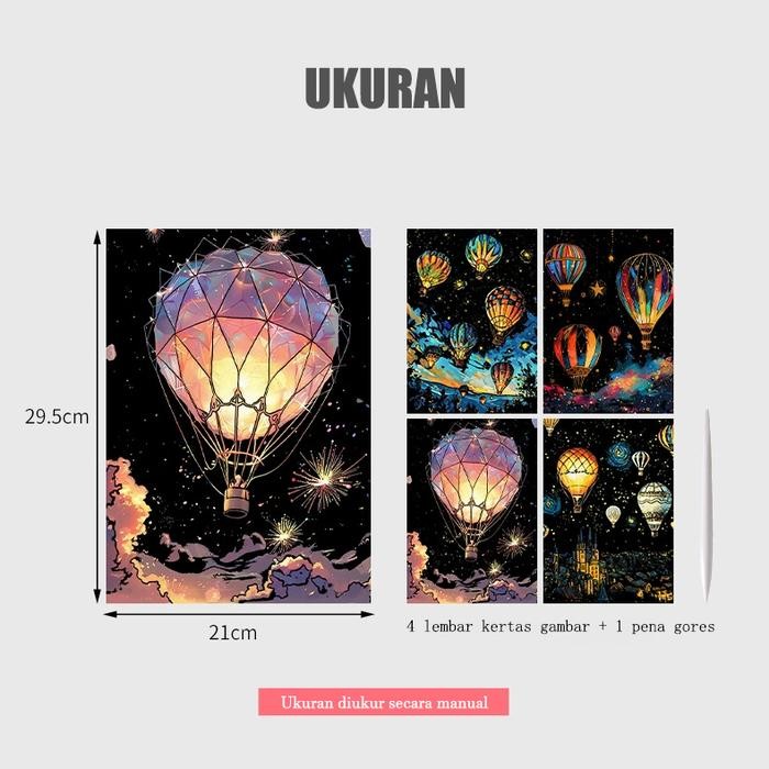 

TERLARIS! Lukisan Gores Glow in the Dark A4 Isi 4 Lembar Lukisan Scratch Art Scratch Gliter Paint - A4 Kupu-Kupu