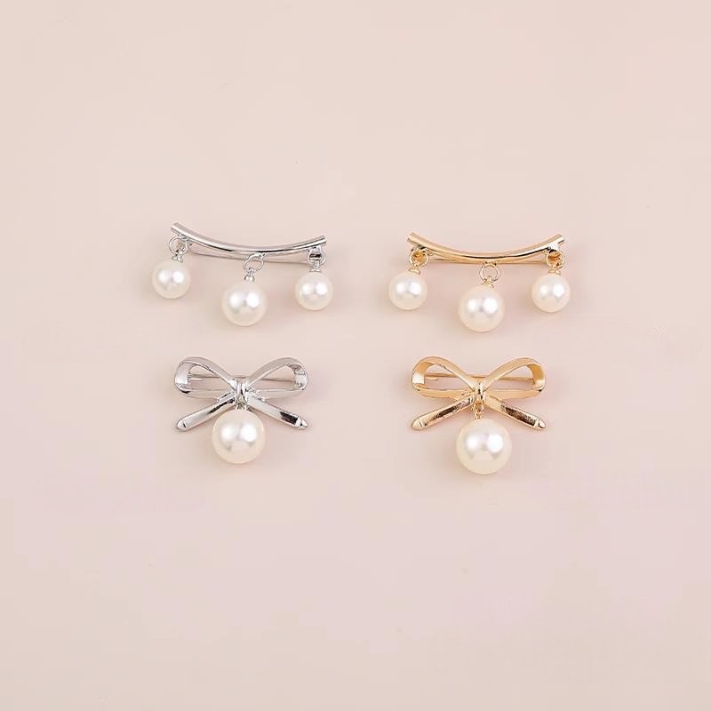 Sky Bros Pin Mutiara Pearl Anti Silau Bros Elegan Cantik Untuk Pakaian Bentuk Geometri Aksesoris Fas