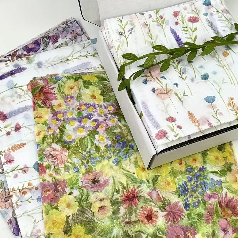 

10Pcs Floral Pattern Gift Wrapping Paper Colorful Sydney Paper Flower Packaging Material Large Bouquet Gifts Packaging Paper