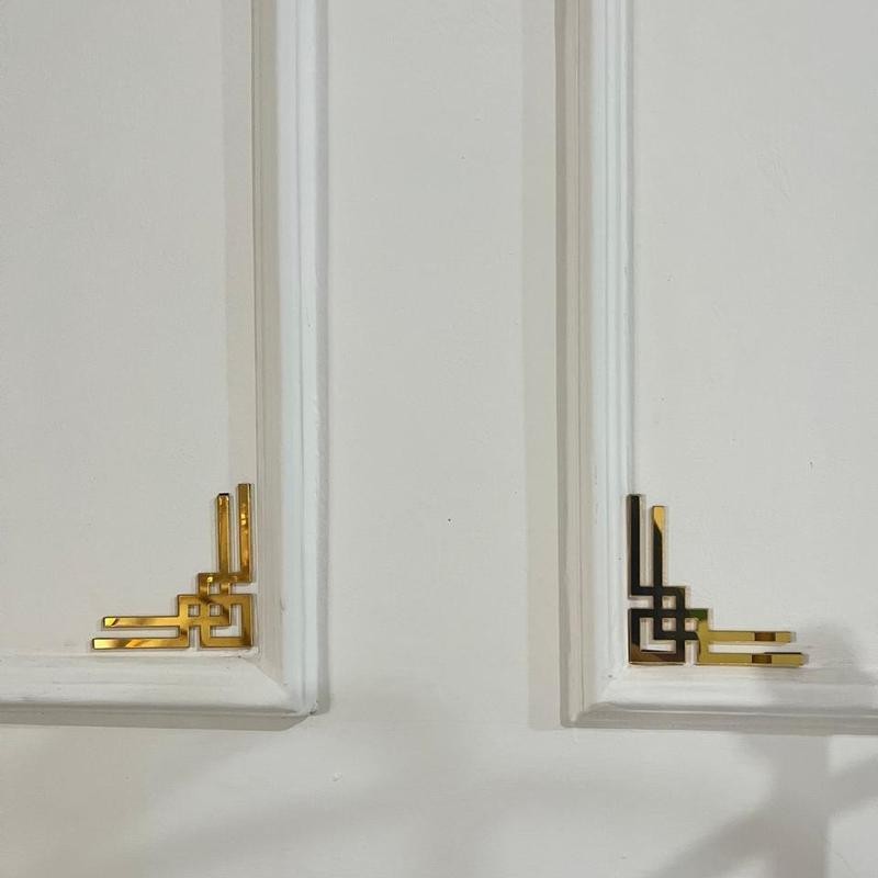 VIP List Strip Mirror Wall Sticker Gold Dekorasi Sudut Siku Stiker Dekorasi Dekor List Moulding