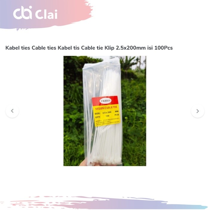 

CLAI Kabel ties Cable ties Kabel tis Cable tie Klip 2.5x200mm isi 100Pcs