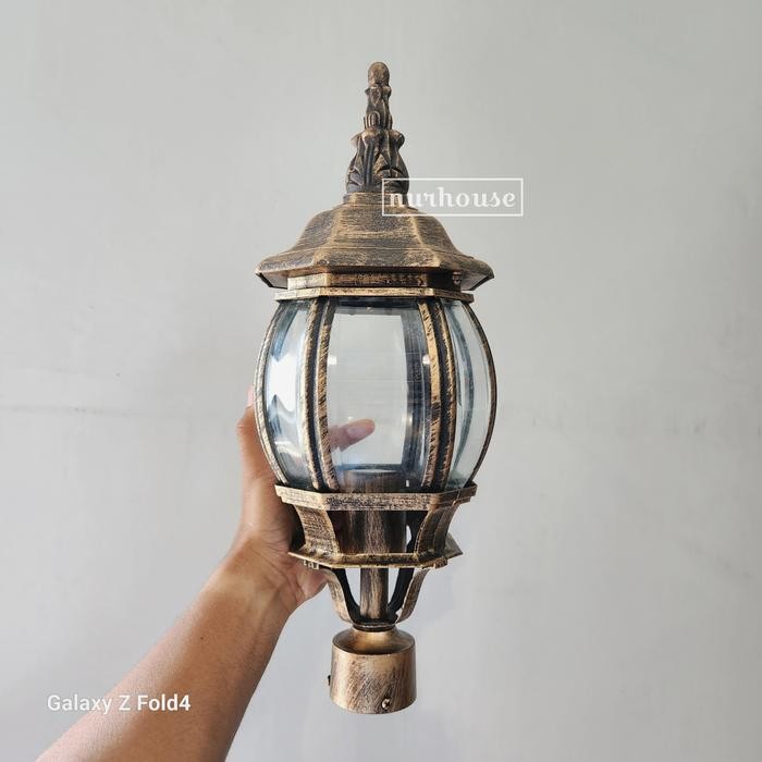 lampu taman pilar pagar tiang klasik antik 5003 outdoor tiang - bronze