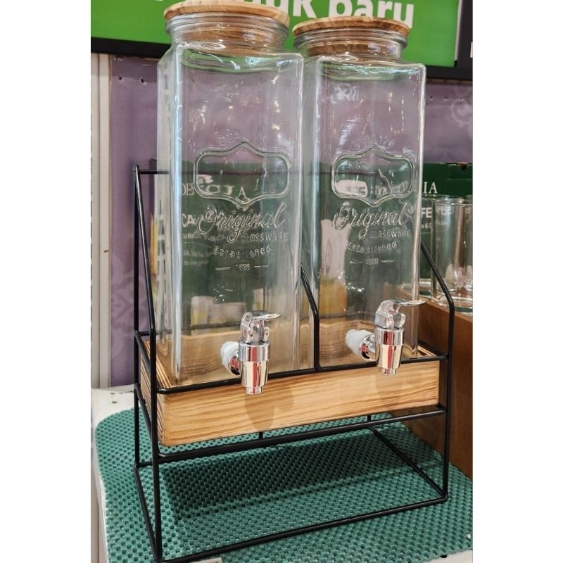Dispenser Minuman Kaca Set 2 Unit X 2.3 Liter / Beverage Dispenser