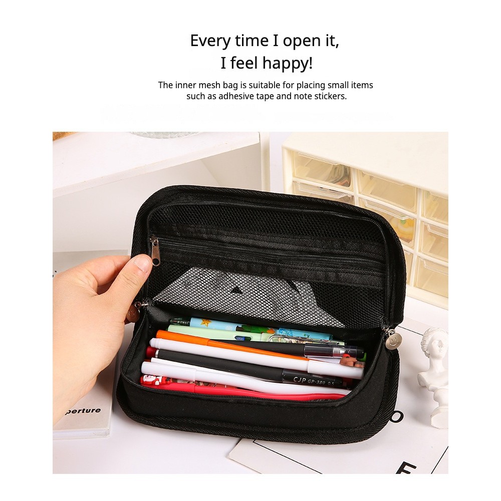

20cm Ins Black and White Checkerboard Grid Large Capacity High Value Storage Pencil Bag Stationery Box