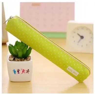 

1 Pcs Cute Candy Color Pencil Case Kawaii Dot Canvas Pen Bag Stationery Pouch For Girls Gift Office School Supplies