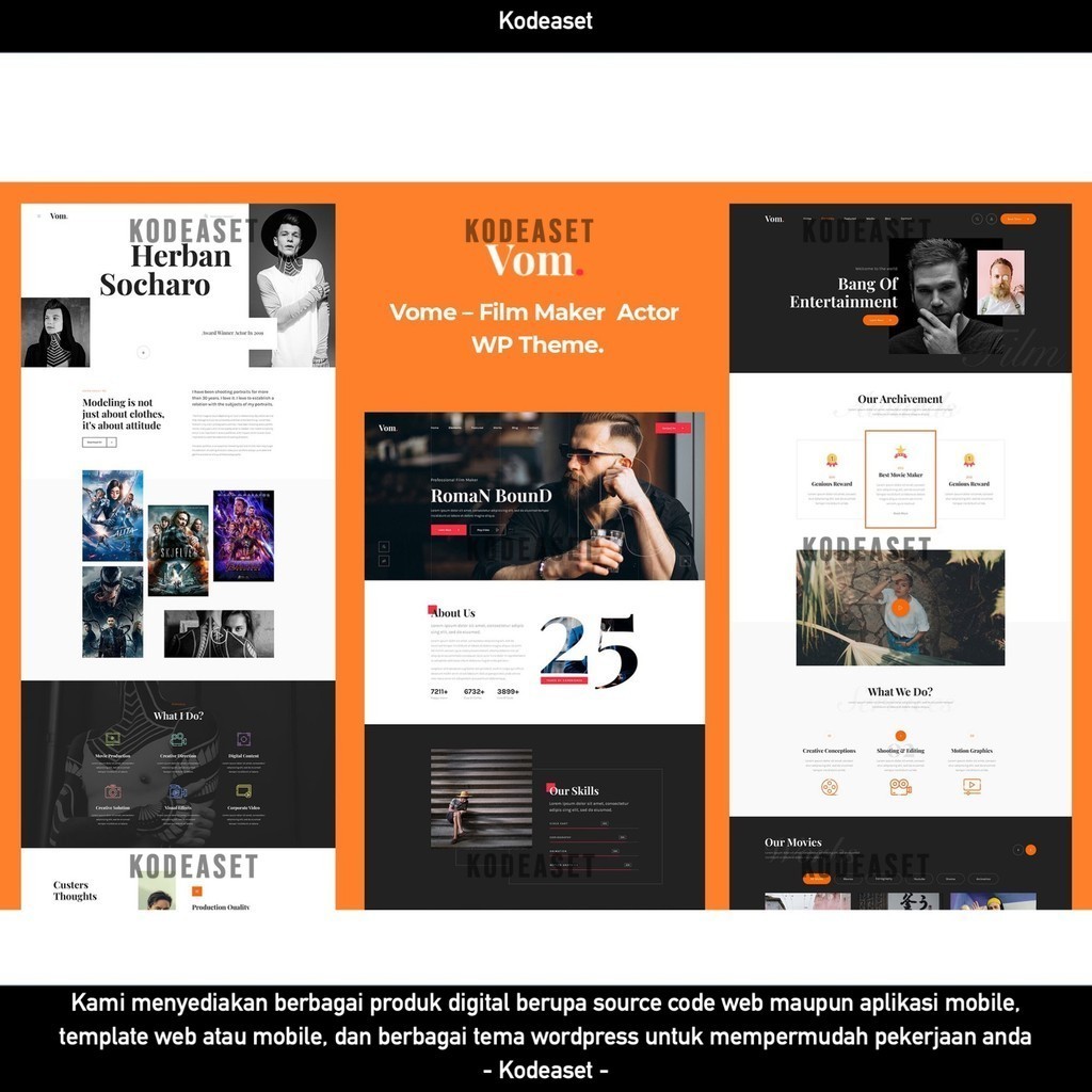 WORDPRESS THEME VOME - FILM STUDIO MOVIE PRODUCTI   D5437 TEMA TEMPLATE WEB BY KODEASET LISENSI ORIG