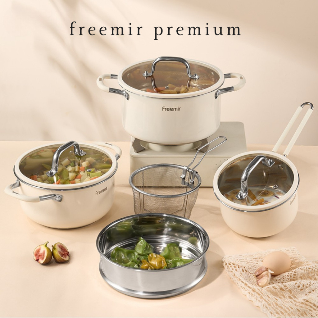 [PREMIUM] freemir Panci Set 8 Panci Stainless Steel Panci Anti Karat Serbaguna
