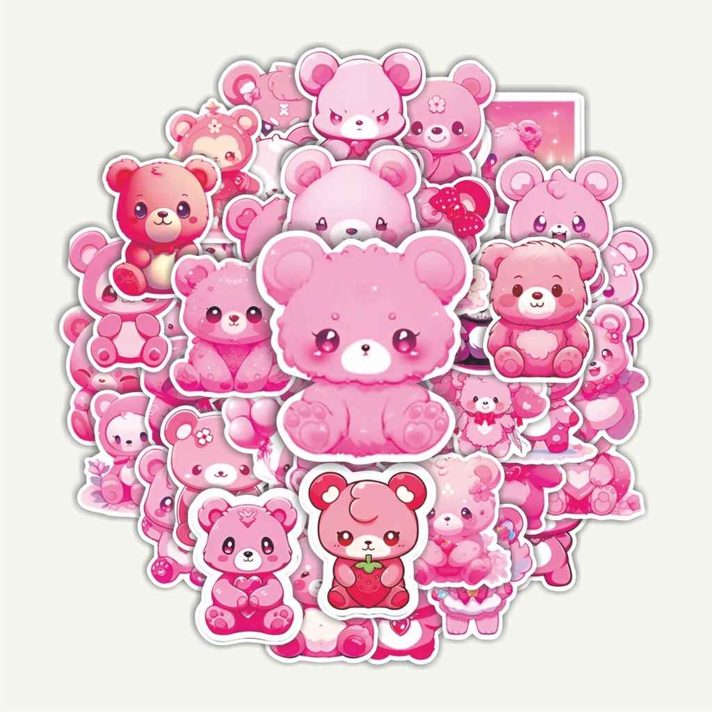 

Sticker Pack Stiker Cute 3D Pink Bear [Beruang Pink Lucu] | Sticker TUMBLR | Stiker LAPTOP KOPER HELM
