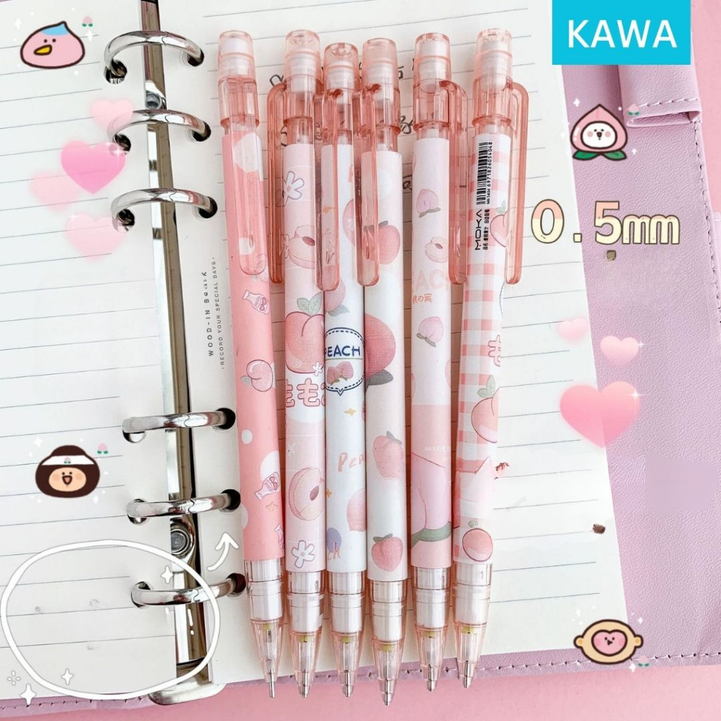 

KAWA Pensil Mekanik Cetek 0.5 mm Pencil Karakter Lucu Plus Penghapus Warna Pastel Soft MO