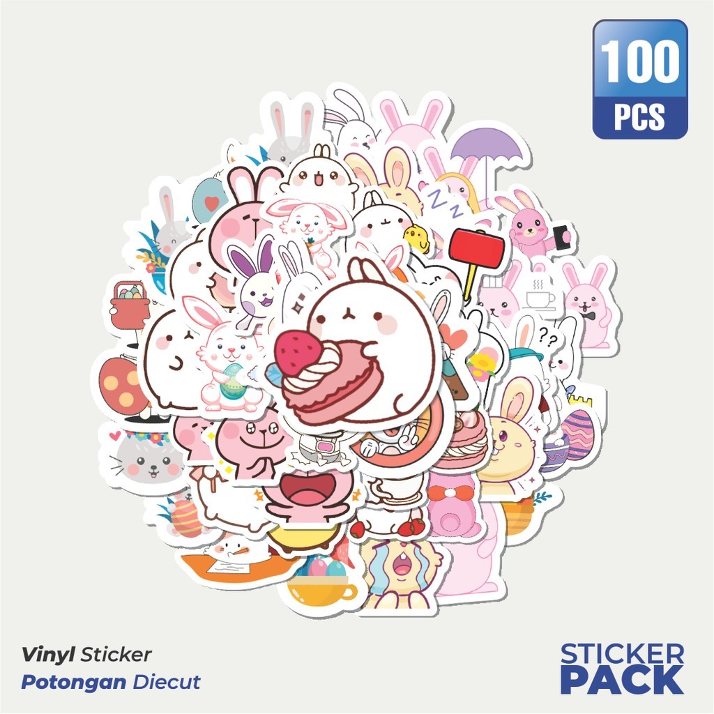 

Stiker Vinyl Sticker Hewan Kelinci Waterproof Aesthetic- Untuk Laptop, Motor, dan Helm - Paper Stationery Pack