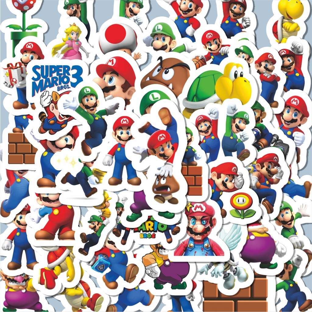 

100PCS Lucu Sticker Kartun Super Mario Sticker Stiker Aesthetic Stiker Anti Air Stikers Berperekat Waterproof sticker decal buat Motor Helm Buku Journal Koper Casing HP Laptop Botol Minum Hadiah anak