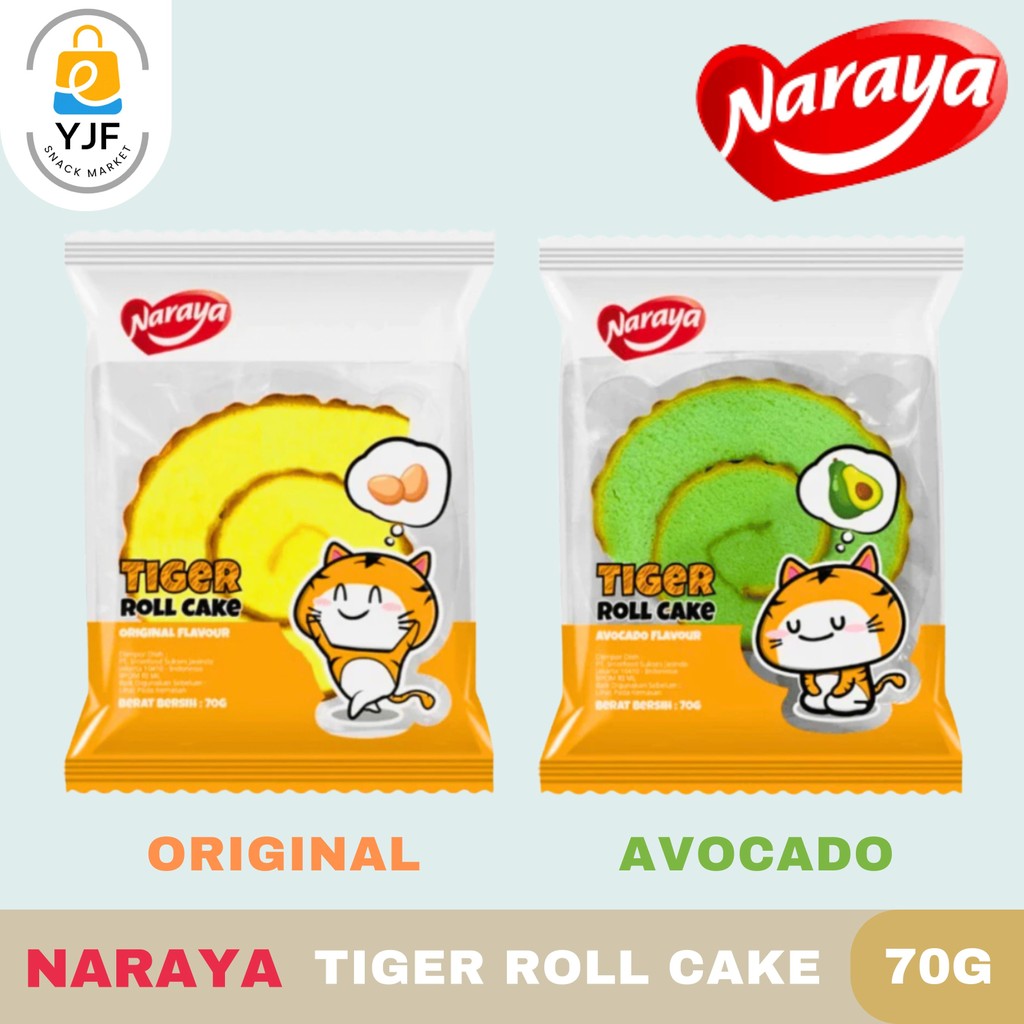 

Naraya Tiger Roll Cake 70g Rasa Original / Avocado / Bolu Gulung / Tiger Roll / Cake Gulung