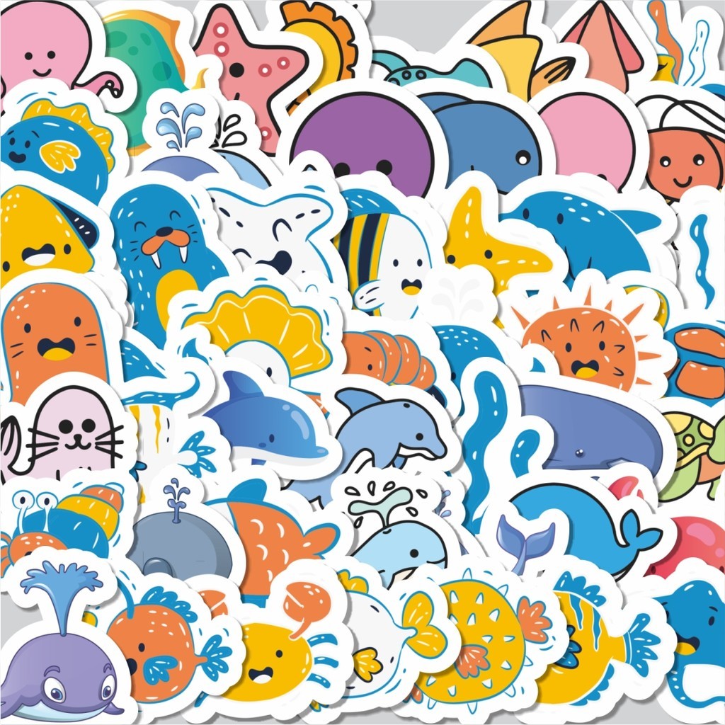

Stiker Cutting Pack Stiker Cartoon Marine Animal Baby [Kartun Bayi Hewan Laut] Isi 100Pcs Series Aesthetic Lucu Keren Untuk Koper Bahan Vynil