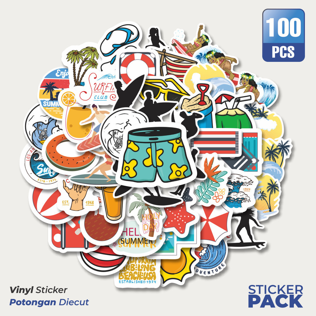 

Stiker Vinyl Stiker Hawaii Surfing Tropical Waterproof Aesthetic- Untuk Laptop, Motor, dan Helm - Paper Stationery Pack