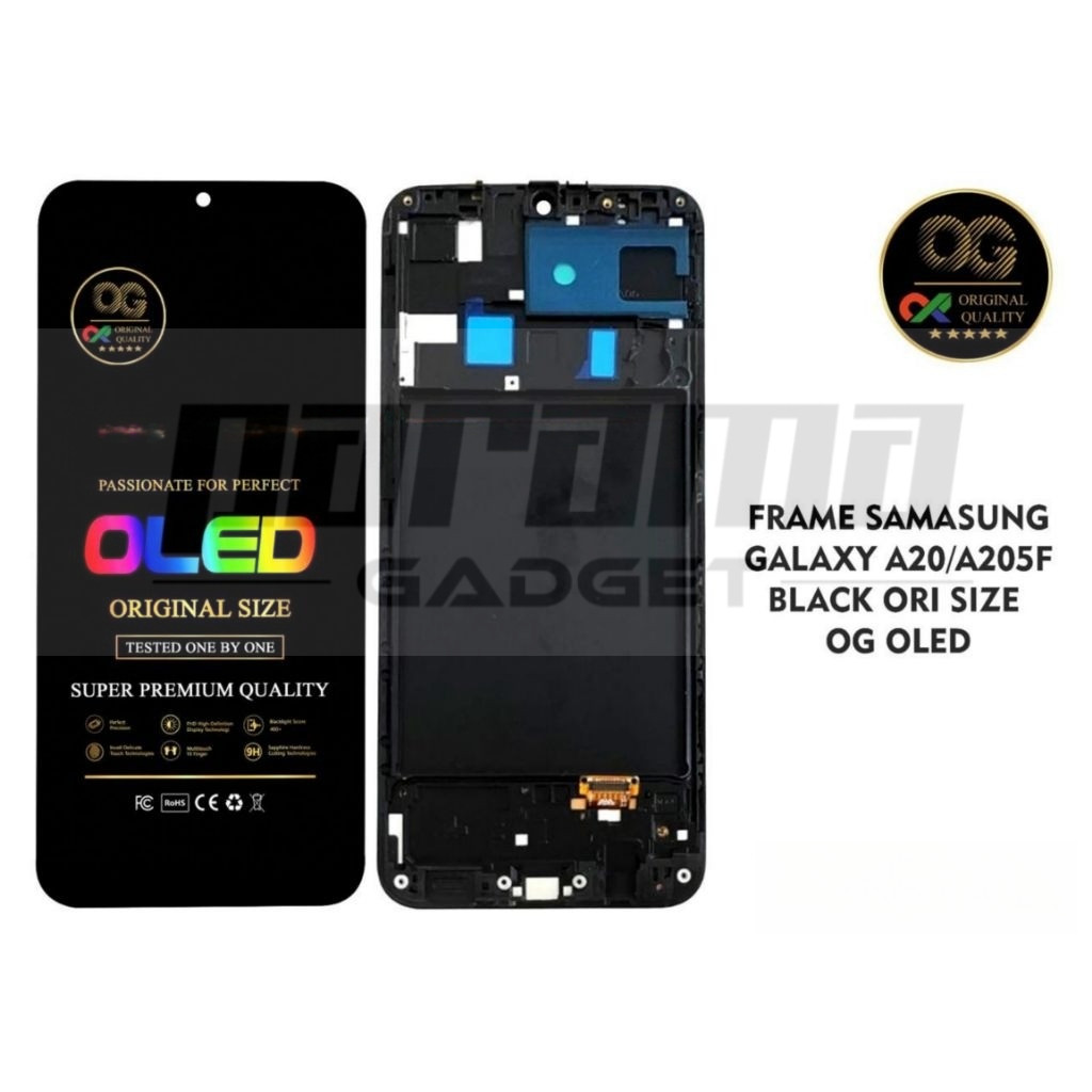 LCD SAMSUNG A20 A205 A205F TOUCHSCREEN FRAME BLACK ORI OLED OG SUPER
