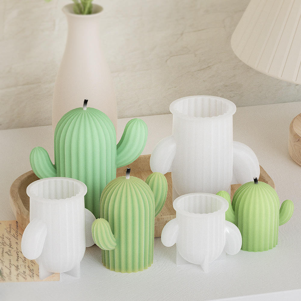 

DIY Cactus Candlestick Silicone Mold Aromatherapy Gypsum Potted Plant Ornaments Candle Resin Epoxy Mold Home Decoration Storage