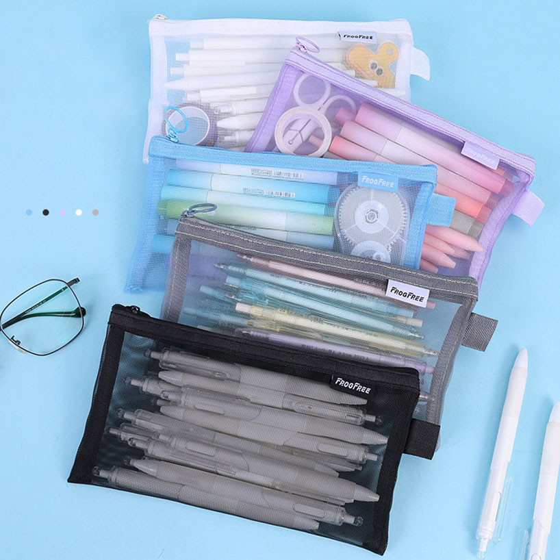 

Mesh Pencil Case Large Capacity Pencil Case Girls Estuches Escolares Transparent Trousses Scolaires School Supplies Pencil Pouch