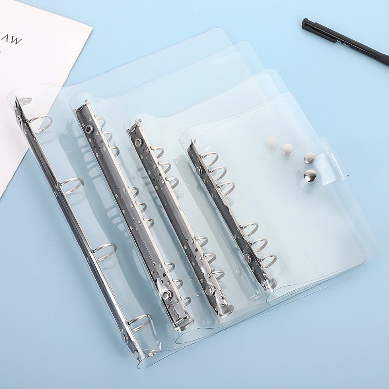 

A5 A6 A7 Transparent 6 Ring Binder Cover File Folder Loose Leaf Binder Notebook Cover For Planner Office Stationery Supplies