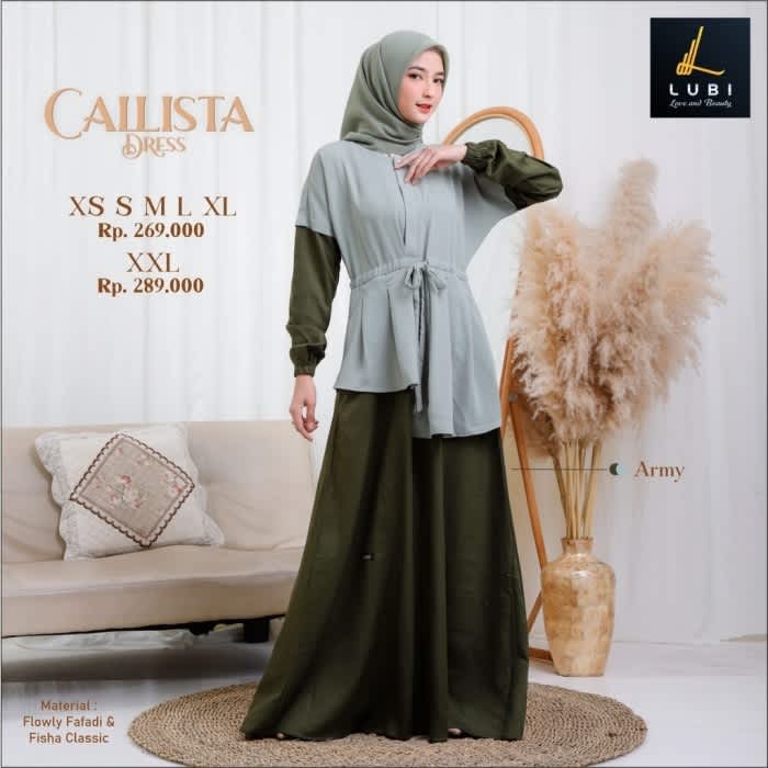 LUBI GAMIS DEWASA CALISTA DRESS ARMY