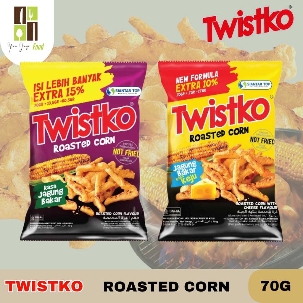 

Twistko Roasted Corn 70g / Rasa Jagung Bakar / Rasa Keju Bakar / Snack Jagung / Cemilan