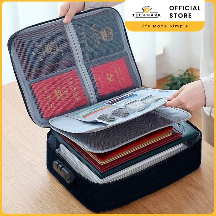 

Tas Dokumen Travel Bag Document Storage Bag with Safety Number Lock - Hitam