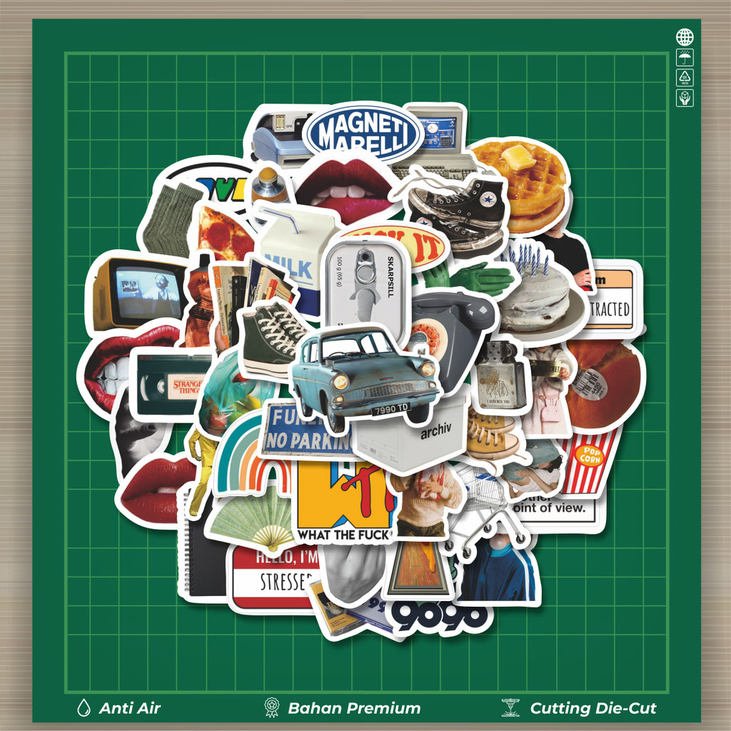 

HOT 50 PCS STIKER Stiker Gaya Korea INS Vintage 90s Stiker Fashion Cars Decal Dingin Kartu Album Custom Vinyl Anti Air- Sticker Aesthetic Buku Journal Koper Casing HP Tablet Laptop Helm Motor Botol Minum