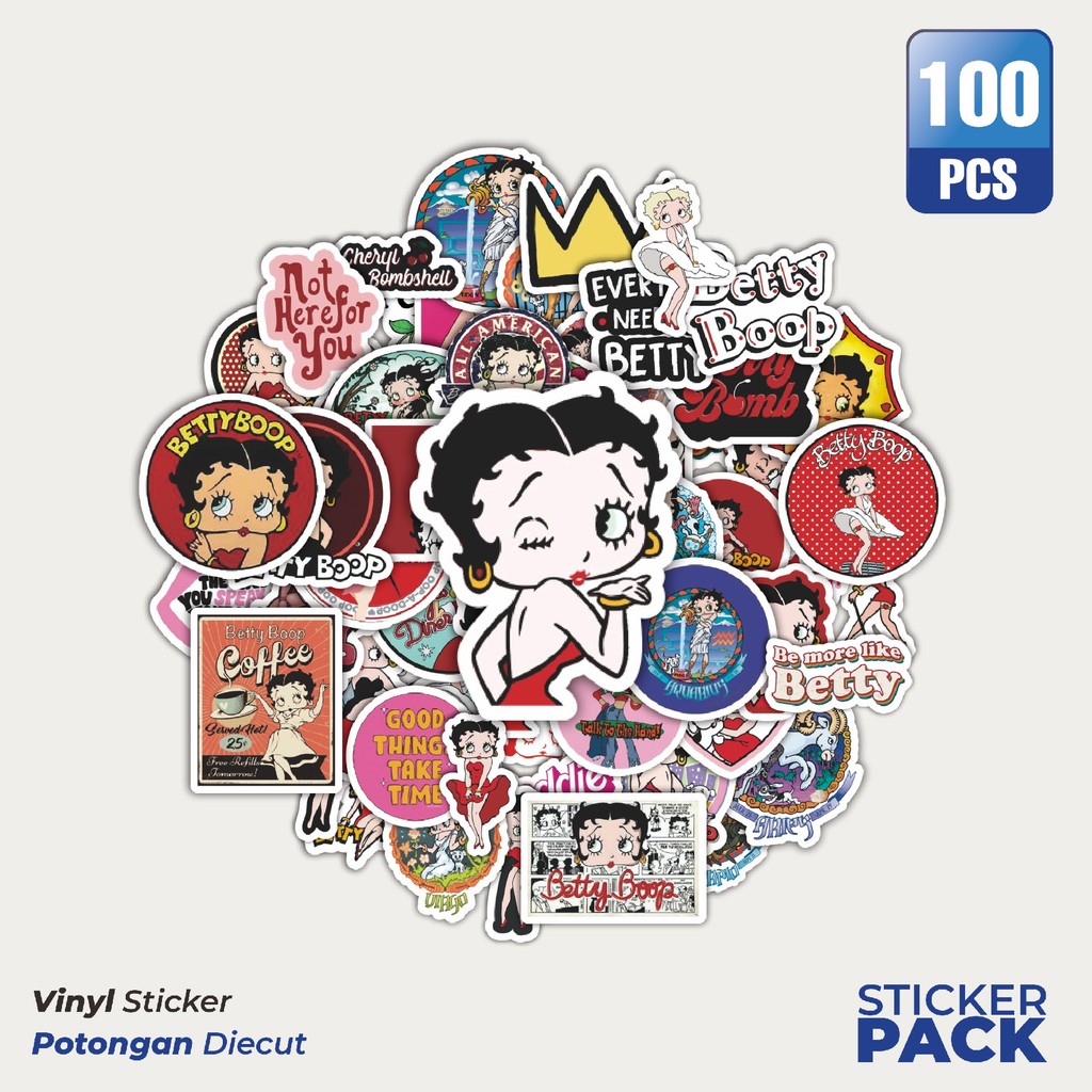 

Stiker Vinyl Stiker Kartun Betty Waterproof Aesthetic- Untuk Laptop, Motor, dan Helm - Paper Stationery Pack