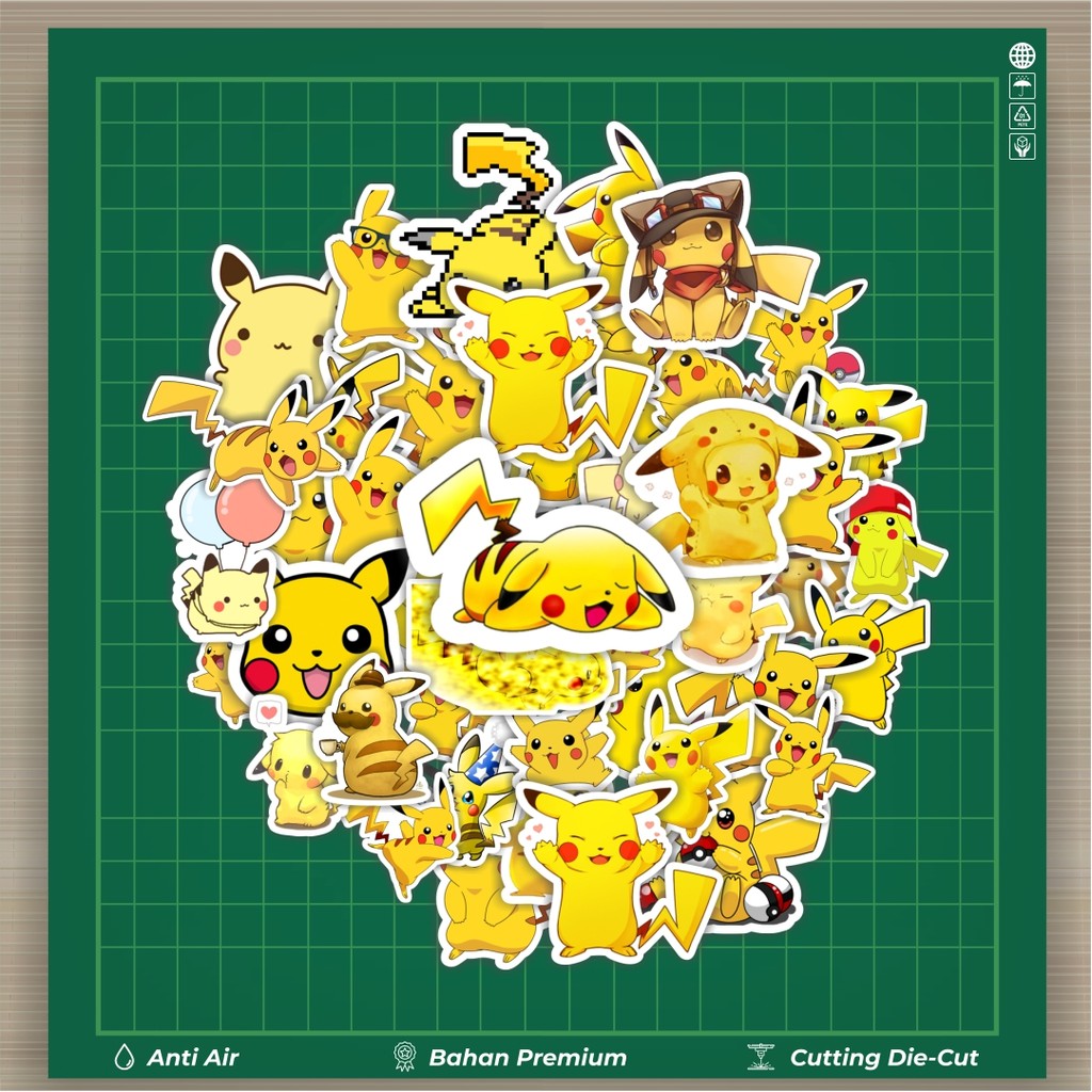 

HOT 50 PCS STIKER Stiker Kartun Pokemon Pikachu Stiker Fashion Cars Decal Dingin Kartu Album Custom Vinyl Anti Air- Sticker Aesthetic Buku Journal Koper Casing HP Tablet Laptop Helm Motor Botol Minum