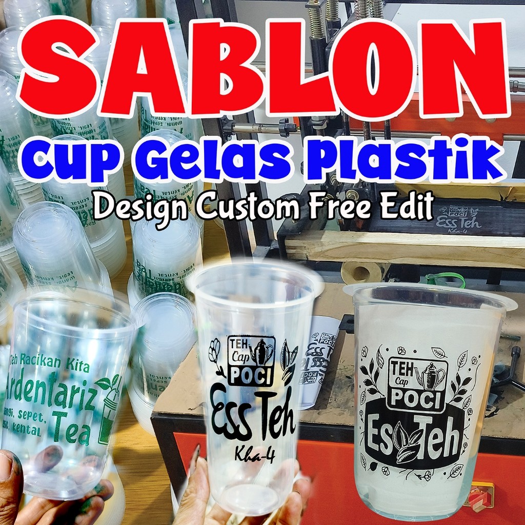New Sablon gelas plastik/Sablon Cup Plastik ukuran 22 OZ 18 OZ 16 OZ 14 OZ ovalPremium