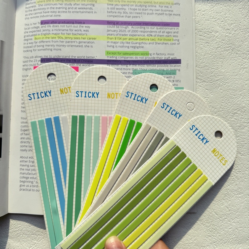 

KindFuny 160 sheets PET Super Fine Index Memo Pad DIY Fluorescent Marking Sticker Office School Supplies Translucent Note Sticky