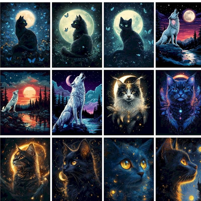 

GATYZTORY Diy Painting By Numbers With Frame Black Cat Sets Animals Drawing Coloring By Numbers Crafts Modern Wall Art Picture