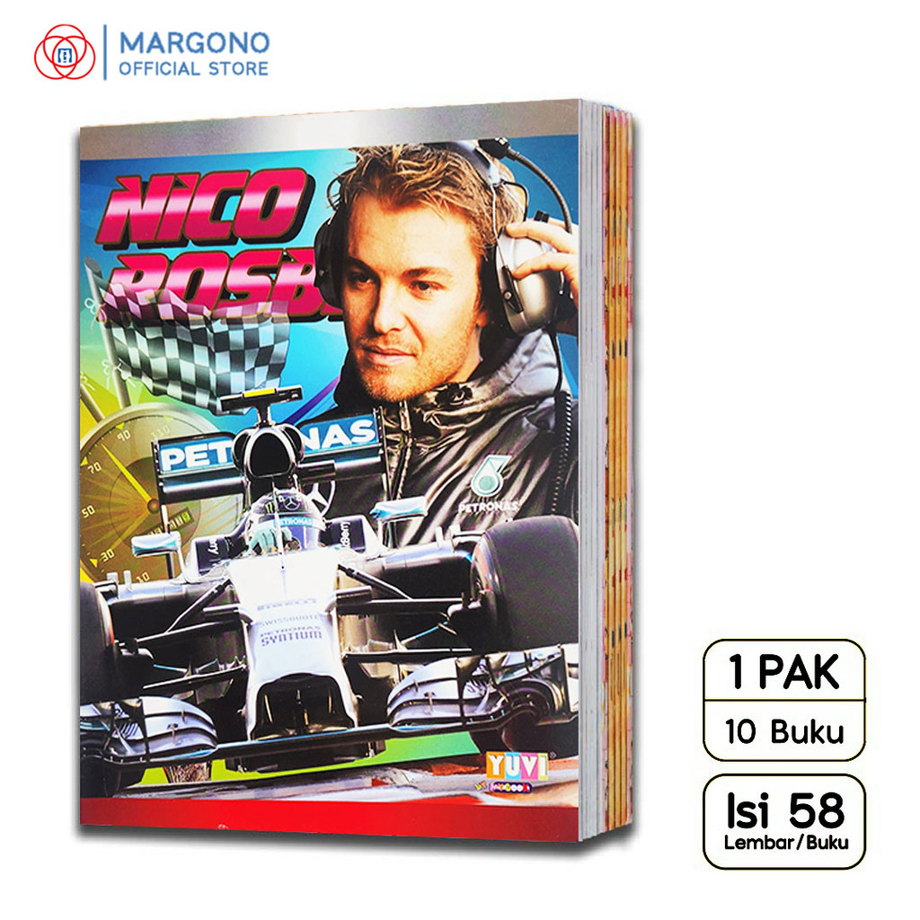 

My Book Yuvi Buku Tulis Tebal A5 Mobil Balap F1 Formula One 58 Lembar - 10 Buku Sekolah