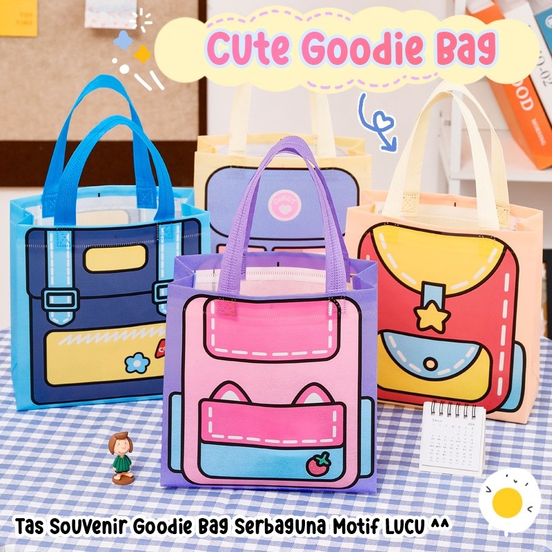 

Joi.Street - Goodie Bag Tas Souvenir Serbaguna, Tas Tote Bag Kado Ulang Tahun Anak, Tas Souvenir Motif Ransel Non Woven 4 Varian