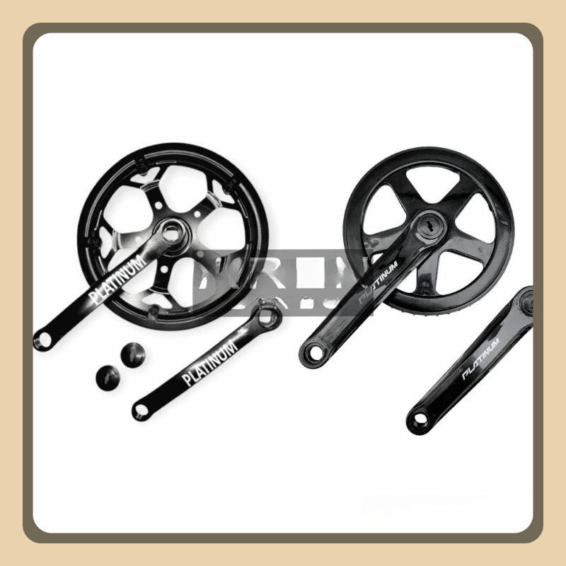 CRANK SINGLE 1 SPEED PLATINUM 46T 48T 46 48 T BESI GIR GEAR TENGAH SEPEDA SELI LIPAT MINION FIXIE MT