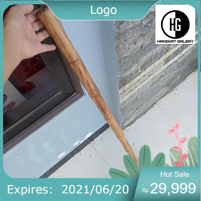 tongkat jalan kayu bidara motif bambu lurus h431 LR12