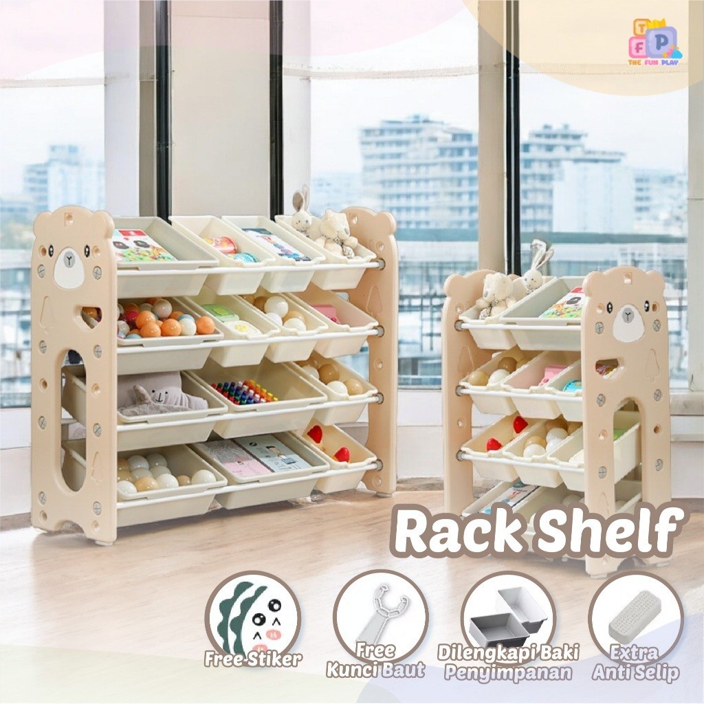 TheFunPlayRak Serbaguna Rak Mainan Anak Rack Shelf Organizer Tempat Mainan Anak Rak Buku Anak Rak Pe