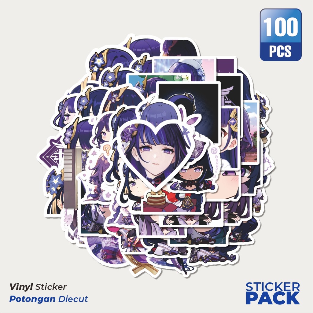 

Stiker Vinyl Stiker Genshin Impact Raiden Shogun 1 Waterproof Aesthetic- Untuk Laptop, Motor, dan Helm - Paper Stationery Pack