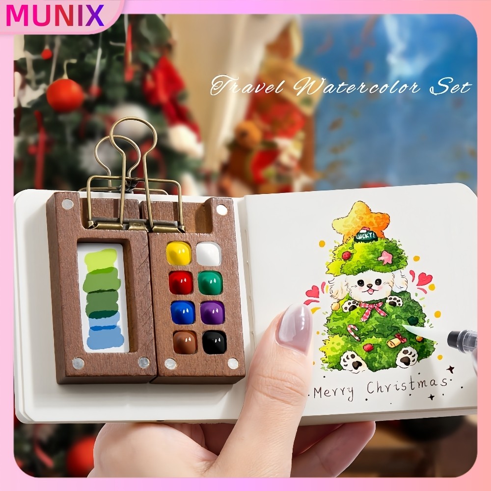 

【Ready-COD】Palet Lukis Kayu 15/8 Lubang-Magnetik,Untuk Cat Air&Akrilik,Portabel