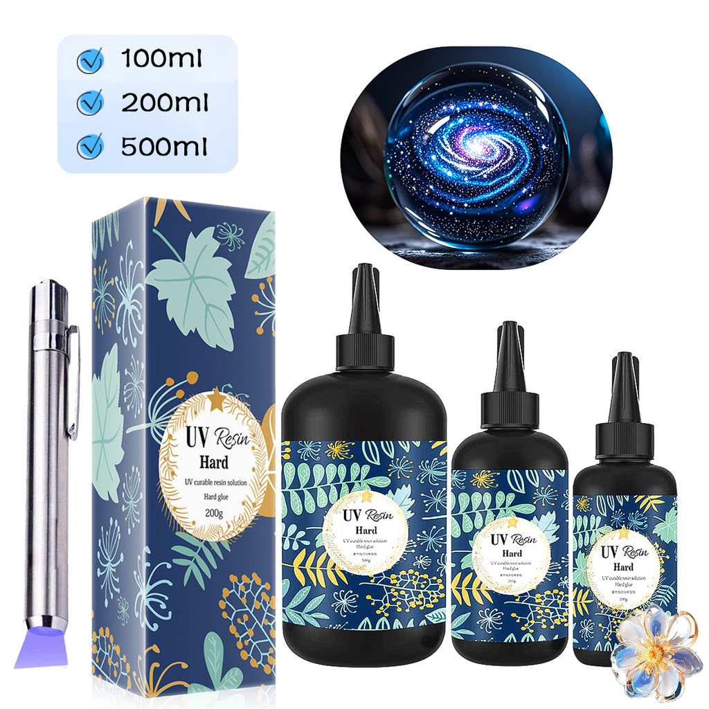

UV Resin - 100/200/500g Crystal Clear Hard Type UV Glue Ultraviolet Curing Epoxy Resin for DIY Jewelry Making Craft Decoration