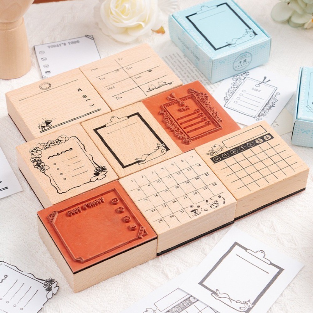 

Cute Retro Calendar Stamp Seal Portable Reusable Monthly Calendar Seal Wooden Weekly Calendar Seal