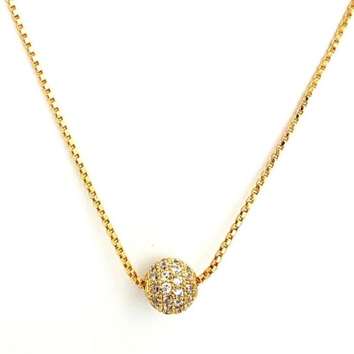 Kalung Liontin emas 18k Disco Ball- bola keistal Diamond Jewelry - Liontin aja-256LMS111LS/257LMS111