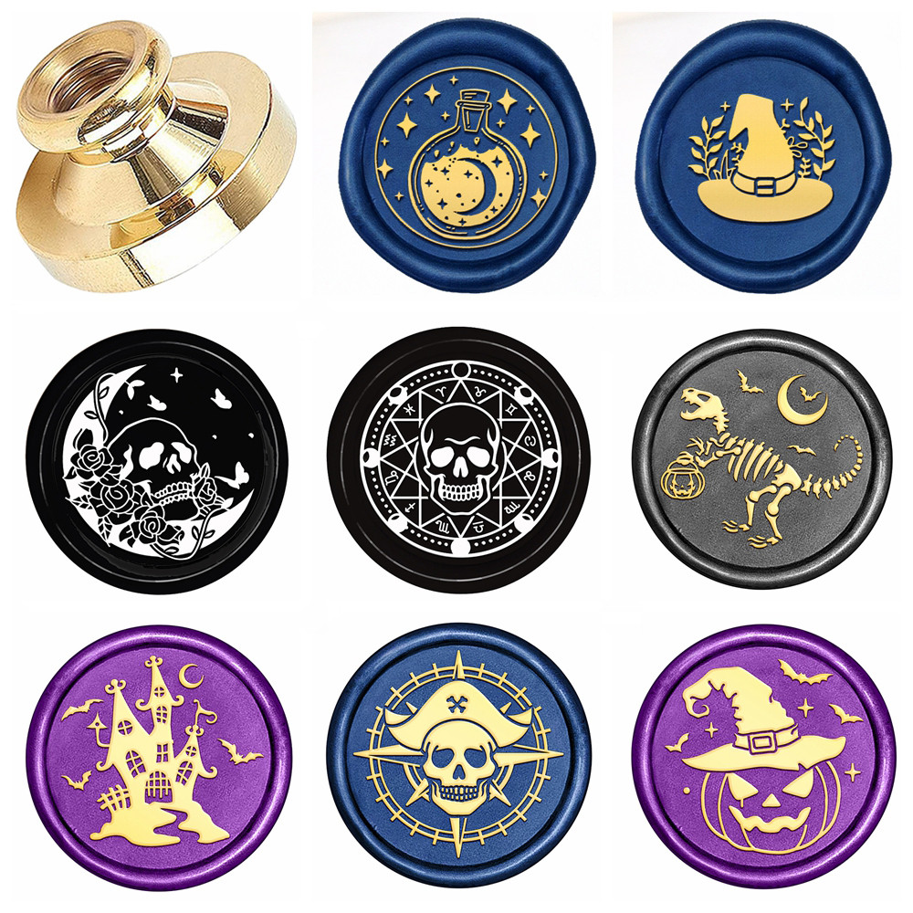 

1pc Halloween Element series Wax Seal Stamps Magic Potion pattern Wax Sealing Stamps 25mm Removable Brass Head For Decorating